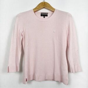 Jones New York Pink 100% Cashmere Crewneck Sweater 3/4 Sleeves Size Medium